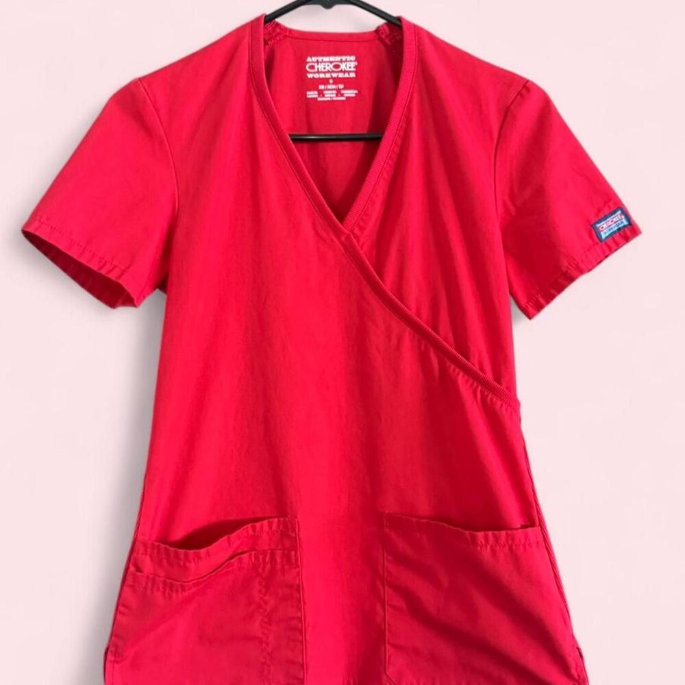 Women’s XS Authentic Cherokee Workwear Red Scrub Top